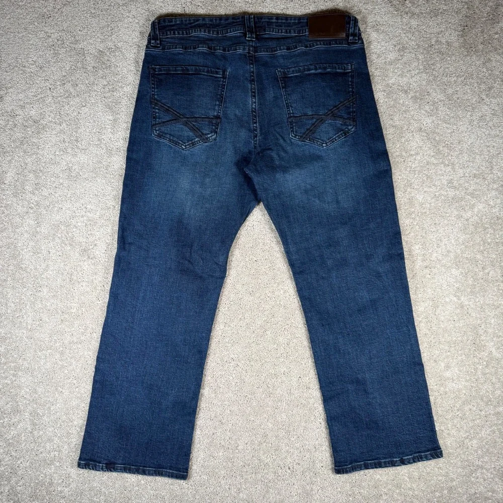 TK Axel Slim Boot Men's 38x30 Dark Wash Blue Denim Jeans Stretch Cotton Blend